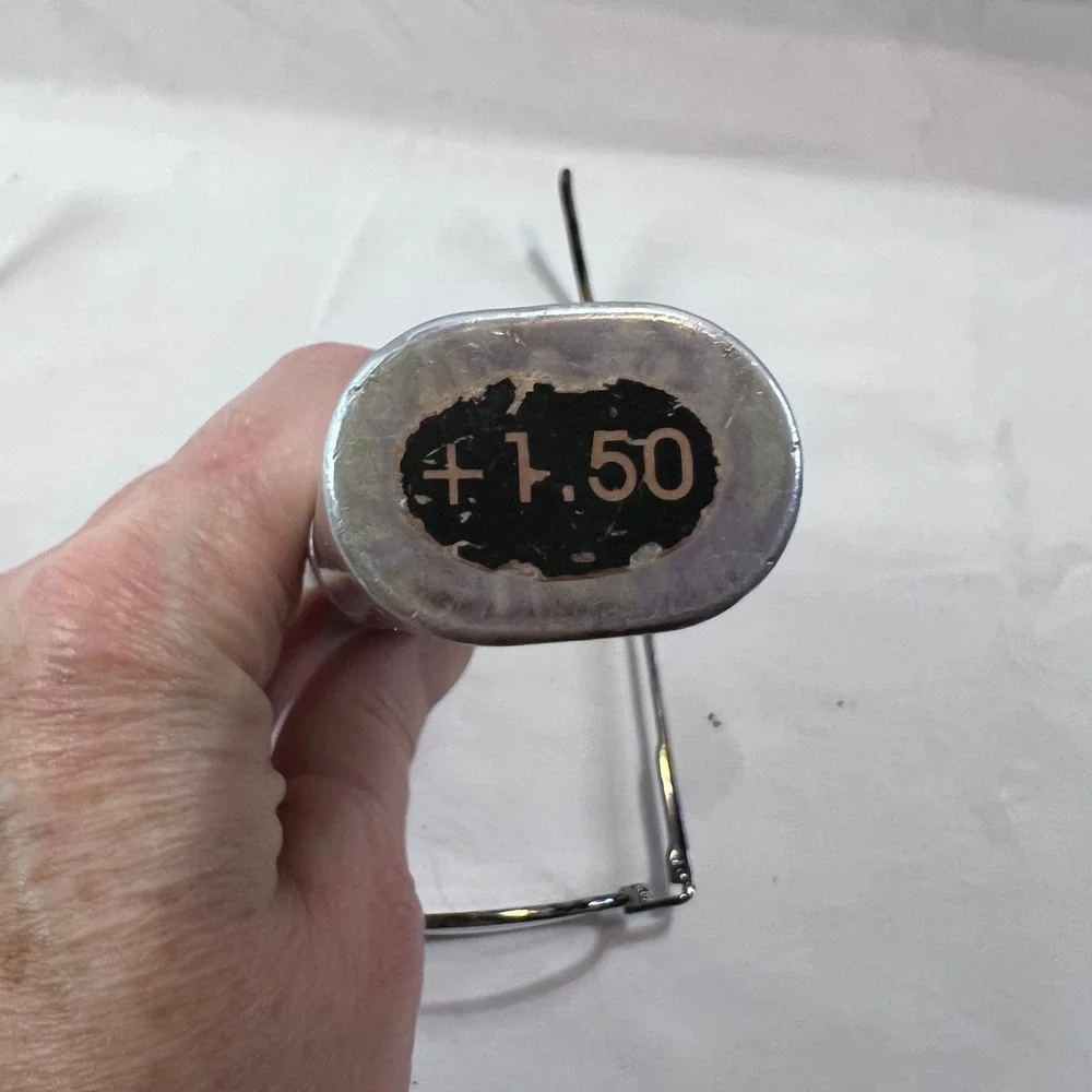 Vintage Oval Metal Reading Glasses +1.50 Magnification with Slim Metal Tube Case
